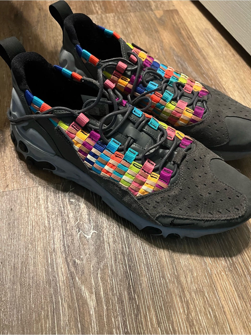 Nike Men's Black Sneakers with Multicolor Woven Overlay